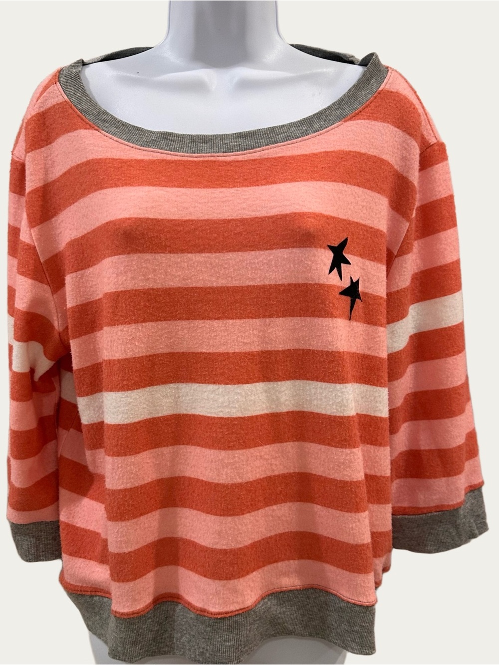 Orange Striped Sweater With Stars Large by ATF All Things Fabulous
